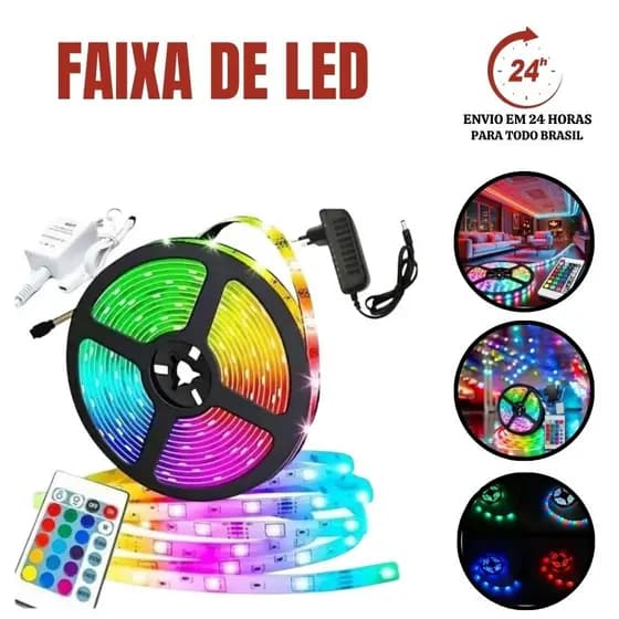 Fita 5m 300 Leds  Rgb Rolo LED Controle Remoto Com Fonte IP65 IP20 decoração colorida natal brilho