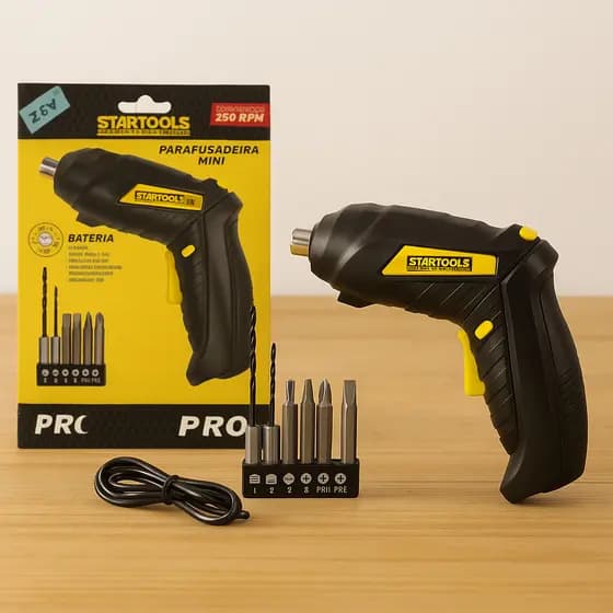 Parafusadeira a Bateria 3,6V Carregador Bivolt Com Acessórios Startools