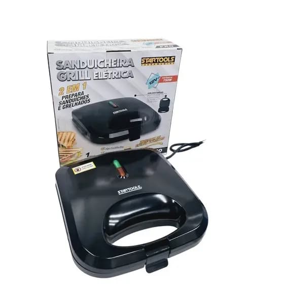 SANDUICHEIRA/GRILL ELETRICA 750W 127V PRATICIDADE SABOR EFICIÊNCIA NA SUA COZINHA