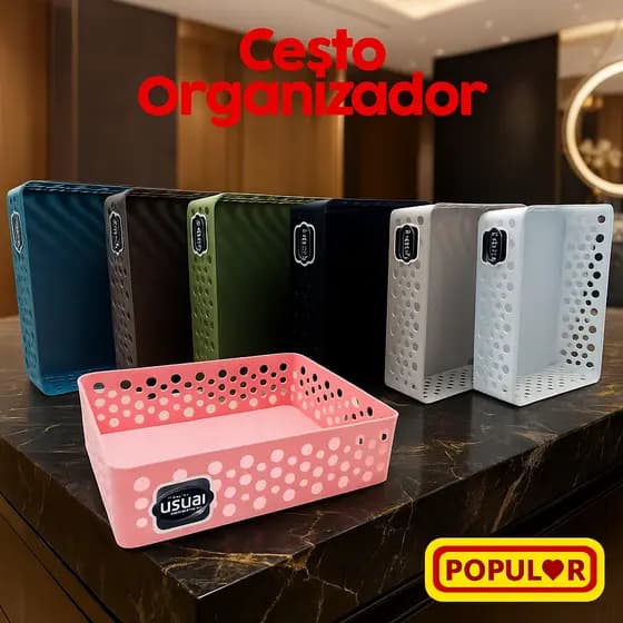 Cesto Organizador Multiuso  CAixa Organizadora Armário Gaveta Lavanderia M "24x19x5"