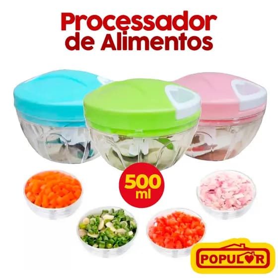 Processador Triturador de 500ML/ Grande de Alimentos Manual, 3 ORIGINAL MAHALO