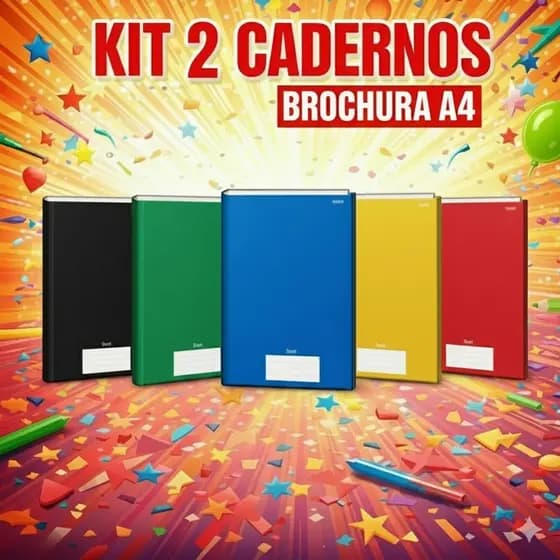 Kit 2 Cadernos Capa Dura GRANDE Brochurao 96 Folhas Infantil Universitário Material Escolar