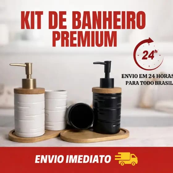 Kit Banheiro Lavabo Porta Sabonete liquido Dispenser Porta Escova Dente Cerâmica