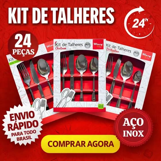 Jogo de Talheres Faqueiro Inox 24 Peças Wincy Casa