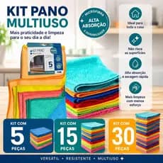 Kit 15 Pano Microfibra Limpeza 25x25cm Super Absorvente Multiuso