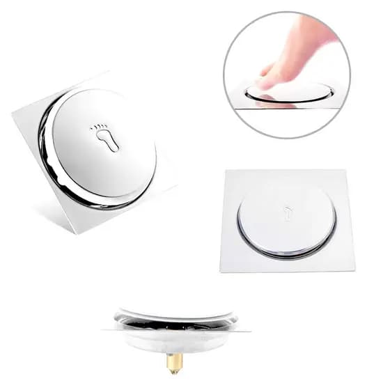 Ralo Click Up Inteligente Quadrado Aço Inox 10cm Banheiro 10x10 Cromado F901