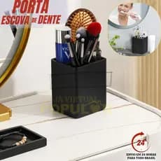 Porta Escova de Dentes Multiuso Plástico Preto Xplast Divisória