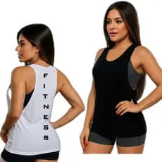 Kit  Camiseta Esportiva Blusinha Feminina Regata Para Treino Caminhada Academia Corrida