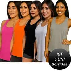Kit Blusinha Feminina Camiseta Confortável Esportiva Regata Para Treino Caminhada Academia