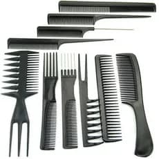 Kit Com 10 Pentes Profissionais Para Cabelo E Barba Barbearia