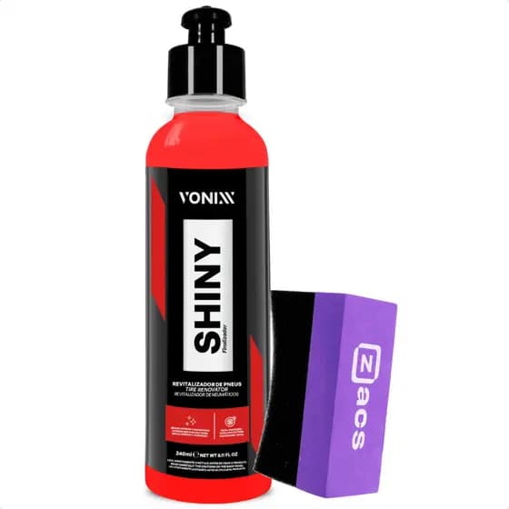 Shiny Vonixx 240ml + APLICADOR PRODUTOS PARA PNEU Revitalizador Pneu Pretinho Longa Duração