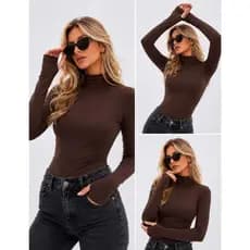 blusa manga longa com dedeira e gola alta