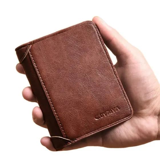 Carteira Masculina Fina De Couro PU Com Bloqueio De RFID , Porta Cartão De Crédito Minimalista , Bolsa Pequena Para Uso
