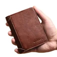 Carteira Masculina Fina De Couro PU Com Bloqueio De RFID , Porta Cartão De Crédito Minimalista , Bolsa Pequena Para Uso