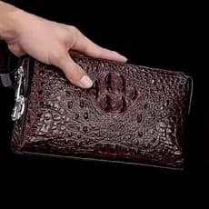 Bolsa De Embreagem De Couro Genuíno Masculina Combinação Bloqueio Carteira Anti-Roubo Grande Lazer De Negócios