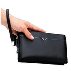 Moda Masculina PU Embreagem Nova Cor Sólida Cartão Saco Carteira Bolsa Para Homem