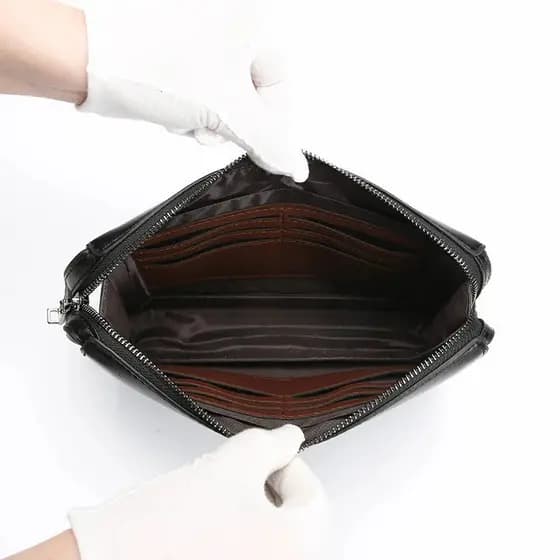 Carteira De Embreagem Masculina De Grande Capacidade PU Bolsa De Negócios Fecho Com Zíper Preto Marrom Trabalho Escritór