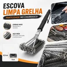 Escova Rolo De Aço Para Limpar Grelha De Churrasco Limpeza Multiuso Pesada Brilhante
