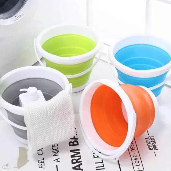 Balde de Silicone Retrátil Dobrável 3L Multiuso Portátil Flexivel Balde