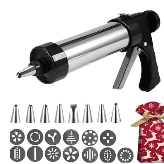 Kit De Biscoitos De Aço Inoxidável 13pçs Pistola Para Prensar Bolo Conjunto De Sacos De Confeiteiro Decoração