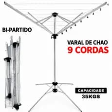 Varal Giratório Alumínio 9 Cordas Parabólico Resistente Alta Durabilidade