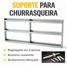 Suporte para Espetos e Grelhas Suspensas Churrasqueira 65x40 Reforçado + Kit Fixação