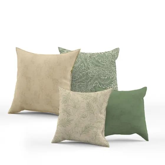 Kit Com 04 Capas Para Almofadas Decorativas Ideal Para Decoração de Quarto e Sala Estampada e Lisa com Zíper Costura