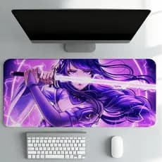 Mouse Pad Grande Mesa Gamer Anime Waifu Neon Rosa Deskmat Extra Grande Setup RGB Premium