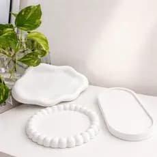 Kit 3 Bandejas Decorativas Aesthetic para Joias e Organização – Nuvem Orgânica, Oval e Redonda