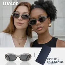 Óculos de Sol Feminino Blogueira Oval Premium c/ Case Gratís UV400 Envio Rápido