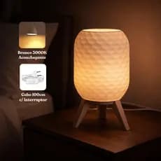 Abajur Luminária de Mesa Colmeia LED - Luz Quente para Quarto e Cabeceira 110V