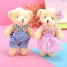 Casal urso de pelúcia boneca casamento keychain urso de pelúcia decoração presente