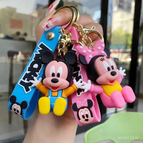 Chaveiro de Mickey Mouse de Desenho Animado, Chaveiro de Borracha Macio e Fofo da Minnie PVT9
