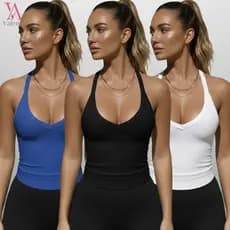 Kit 3 Blusa Feminina Estilosa Tendência Regata Canelada Alça fina