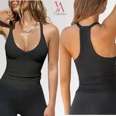 Blusa Feminina Estilosa Canelada Regata Alça Fina - Costas Nadador