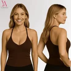 Blusa Feminina Regata Canelada Costas Nadador - Casual, Fitness, Confortavel