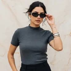 Body Feminino Gola Alta Canelado - Ribana | Casual, Elegante, Valoriza o Corpo, Confortável Inverno