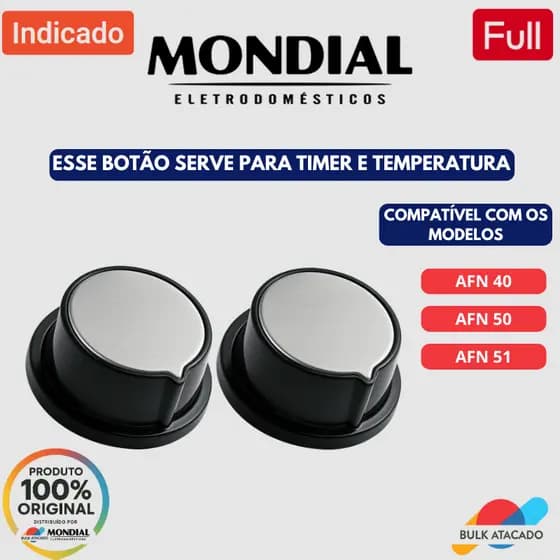 Kit 2 Botões Air Fryer Mondial AFN40 AFN50 AFN51 AFF01 Preto Original