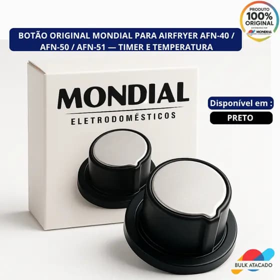 Botão Original Mondial para AirFryer AFN-40 / AFN-50 / AFN-51 — Serve para Timer e Temperatura