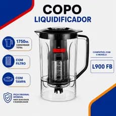 Copo Liquidificador L900 Mondial Original Preto 1750ml com Tampa e Filtro