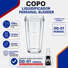 Copo Cristal Original 750ml Personal Blender DG-01 Mondial Sem Faca