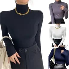 Camiseta Feminina Térmica Gola Alta Manga Longa Proteção Uv Blusa Segunda Pele Frio Calor