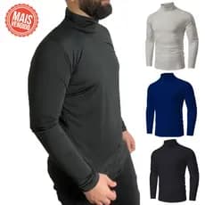 Camisa Manga Longa Gola Alta Masculina e Feminina Proteção Uv Camiseta Térmica