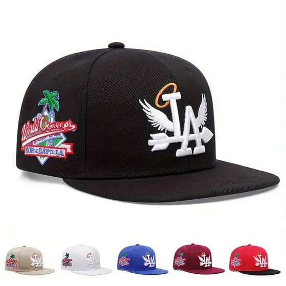 Boné de Hip Hop de Rua da Moda, Boné de Beisebol de Topo Plano Europeu e Americano, Bordado Wingside Cocos, Boné de Beis