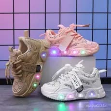 Novo Estilo Tênis Infantis Meninos Estudantes Sapatos Casuais Cano Alto Meninas Sapatos de Bebê Sapatos LED QQN9