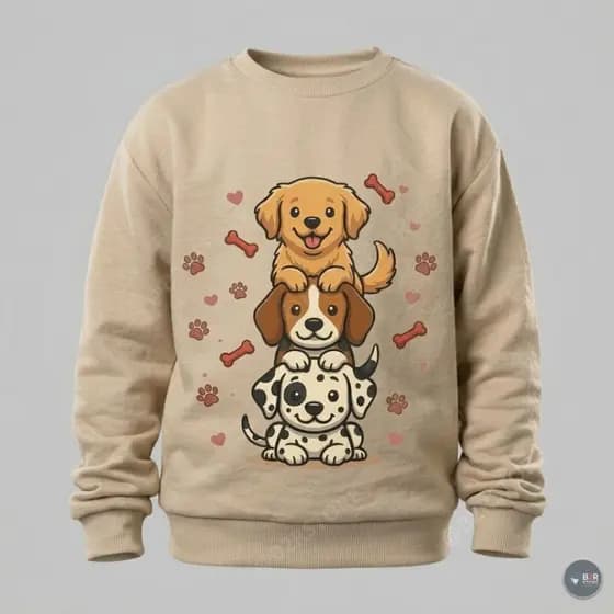 Moletom Infantil Menino Menina Unissex Estampado Cahorro Flanelado Grosso Blusa de Frio Gola Redonda