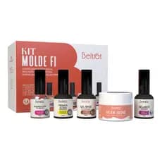 Kit Molde F1 Beltrat Preparadores e Finalizador Gel Nude Rosé Mousse 14g Alongamento Unhas Gel