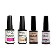 Kit Blindagem para Alongamento de Unhas em Gel Beltrat Desidrat, Primer sem Ácido, Gel Base, Selante