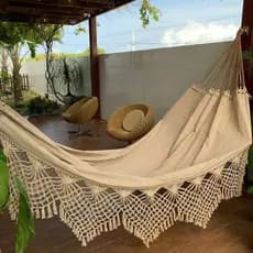 Rede Marrom De Luxo - Descanso Casal Bucho De Boi Suporta Até 350kg Gigante 100% Algodão Resistente✔