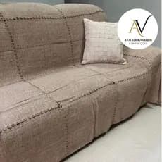 Manta Vazada Queen Para Sofá -Cama Casal Em Algodão Com Detalhes Lindos Artesanal
